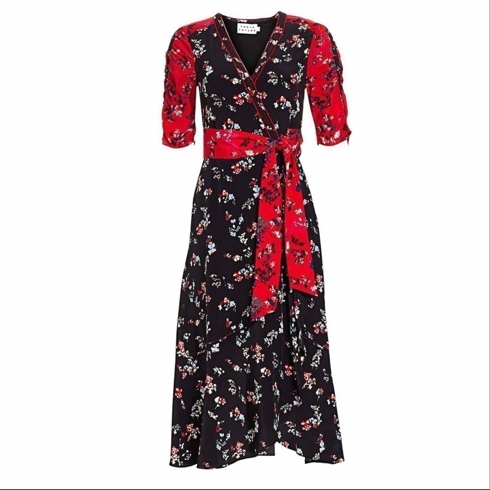 Tanya Taylor Blair Floral Silk Wrap dress
